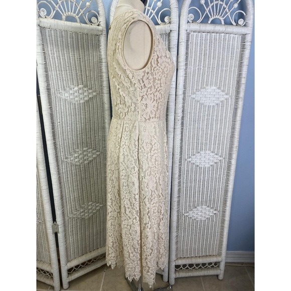 Vintage Trussardi Collection Cream Lace Dress‎ Italian Designer Fit & Flare US 6 - Picture 7 of 16